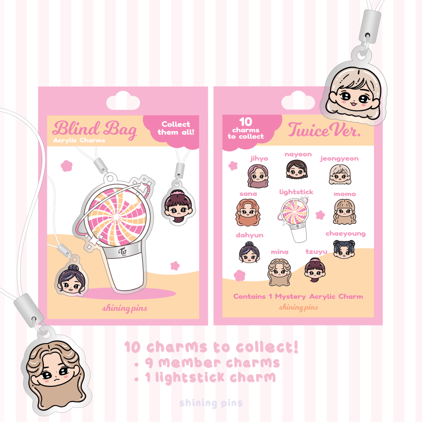 Twice Charm Blind Bag acrylic keychains & pins, shop new in, twice Shining Pins