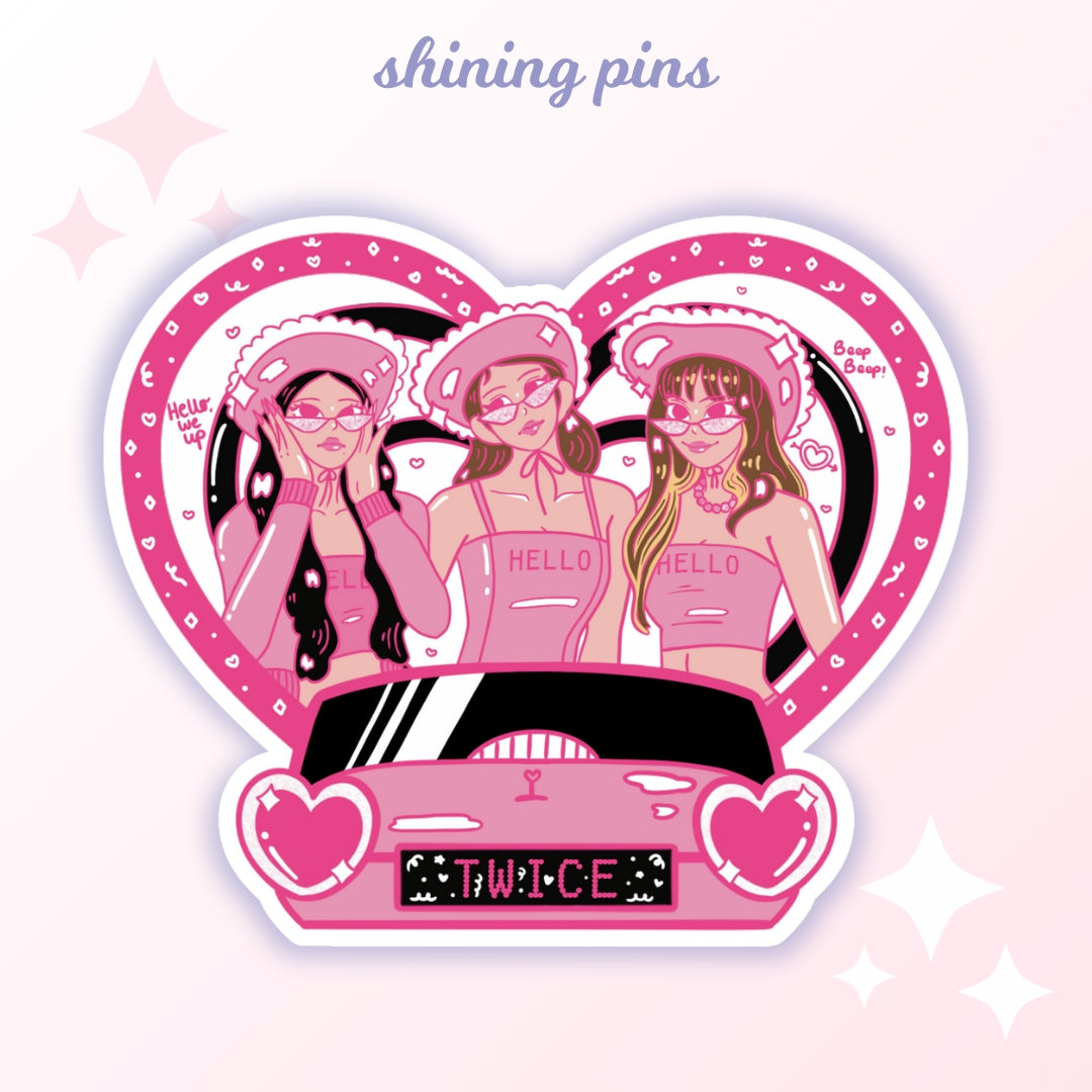 Twice 'HELLO' - Sticker Stickers and Stationary stickers & stationary, twice Shining Pins