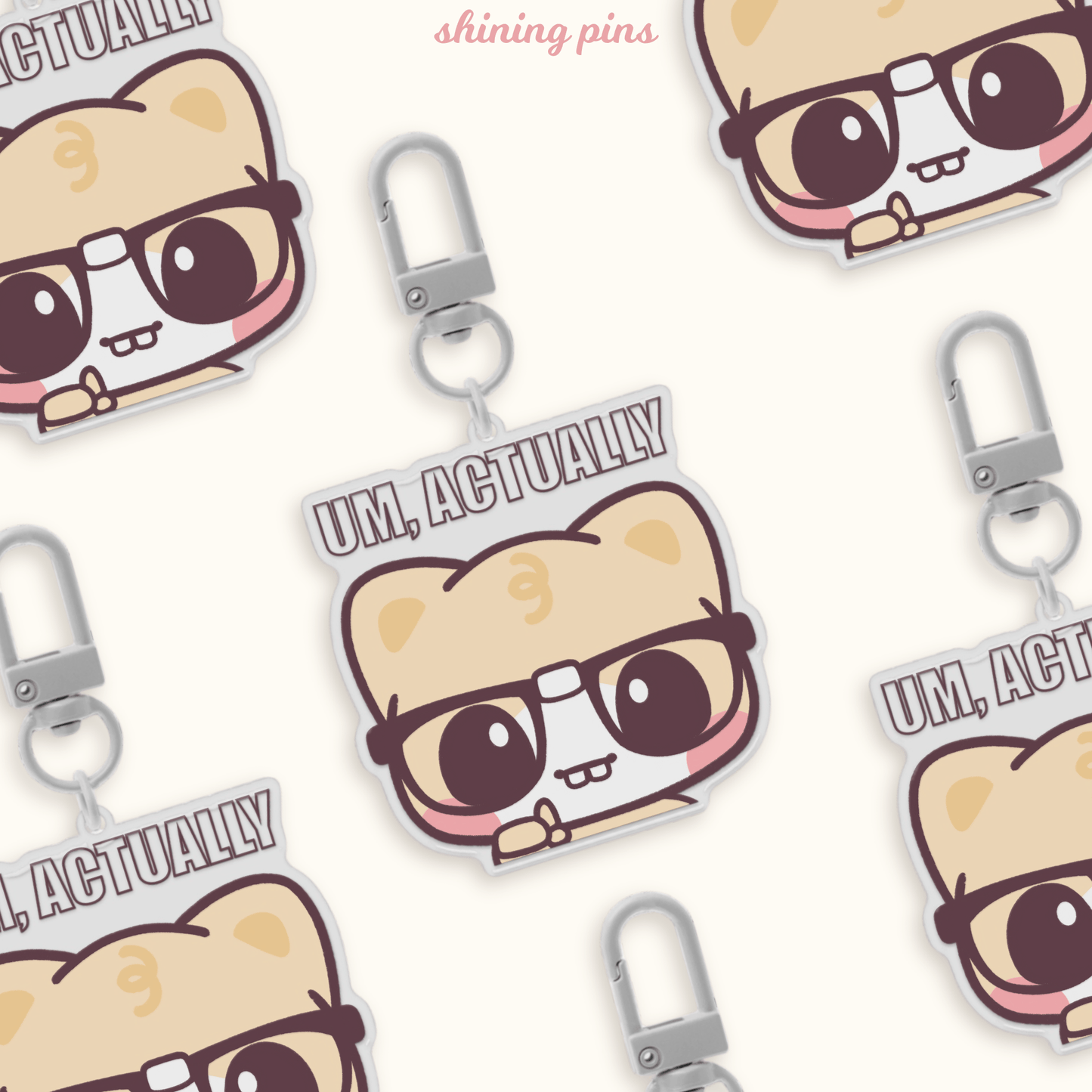 'Um Actually' Soybean Keychain Art print acrylic keychains & pins, kkoongie and friends, shop new in Shining Pins