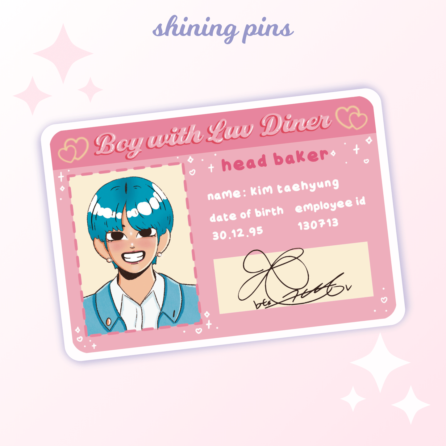 Vmin 'Boy with Luv' ID Stickers Acrylic Keychain bts, stickers & stationary Shining Pins