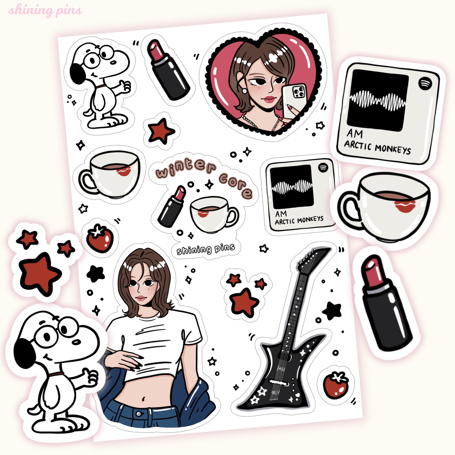 'Winter Core' Sticker Sheet Stickers and Stationary aespa, stickers & stationary Shining Pins