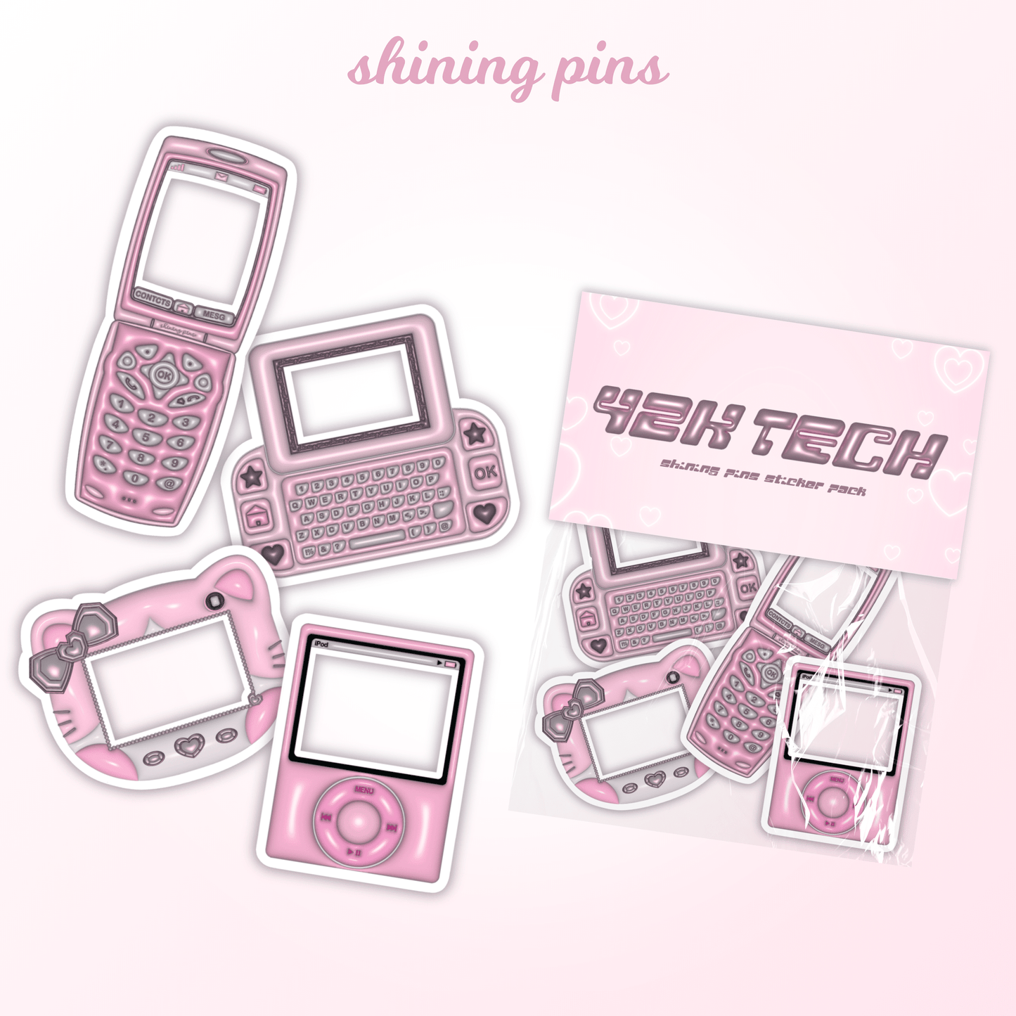 Y2K Tech Sticker Pack stickers & stationary Shining Pins