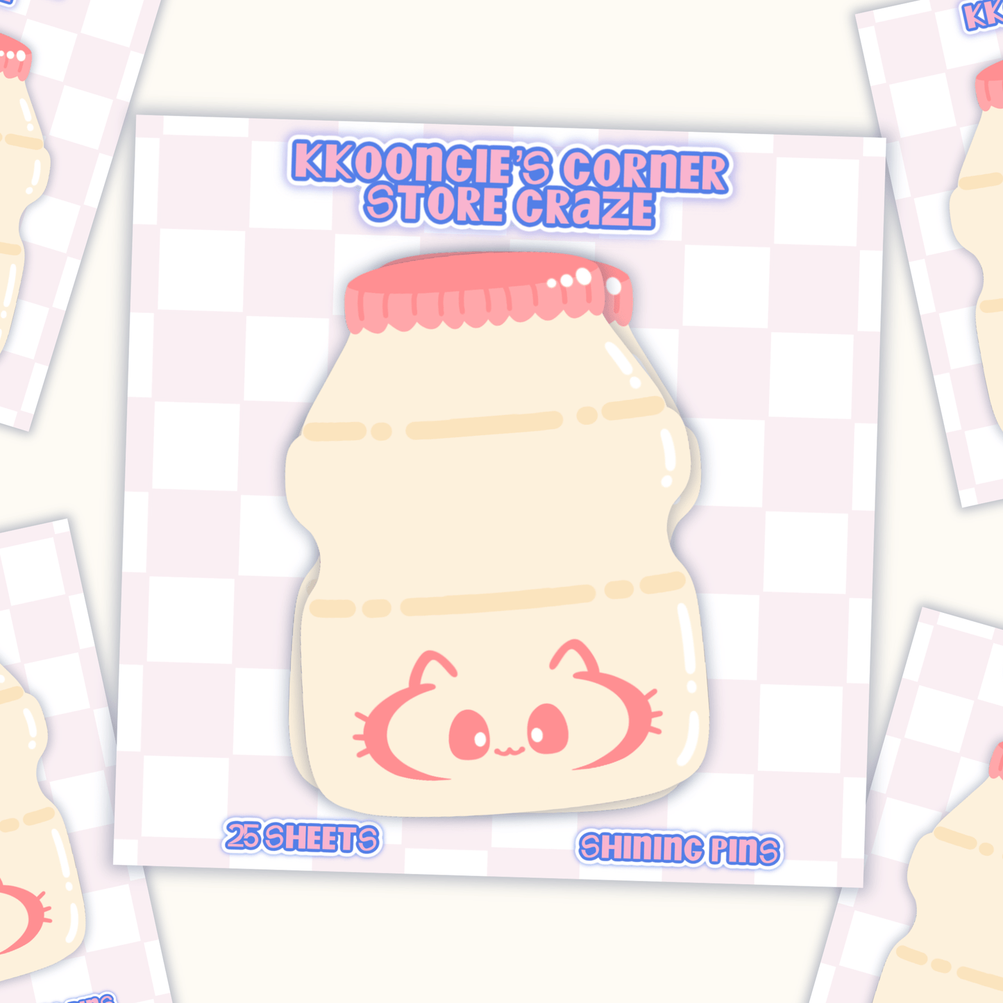 'Yakult' Kkoongie Notepad Stickers and Stationary kkoongie and friends, shop new in, stationary Shining Pins