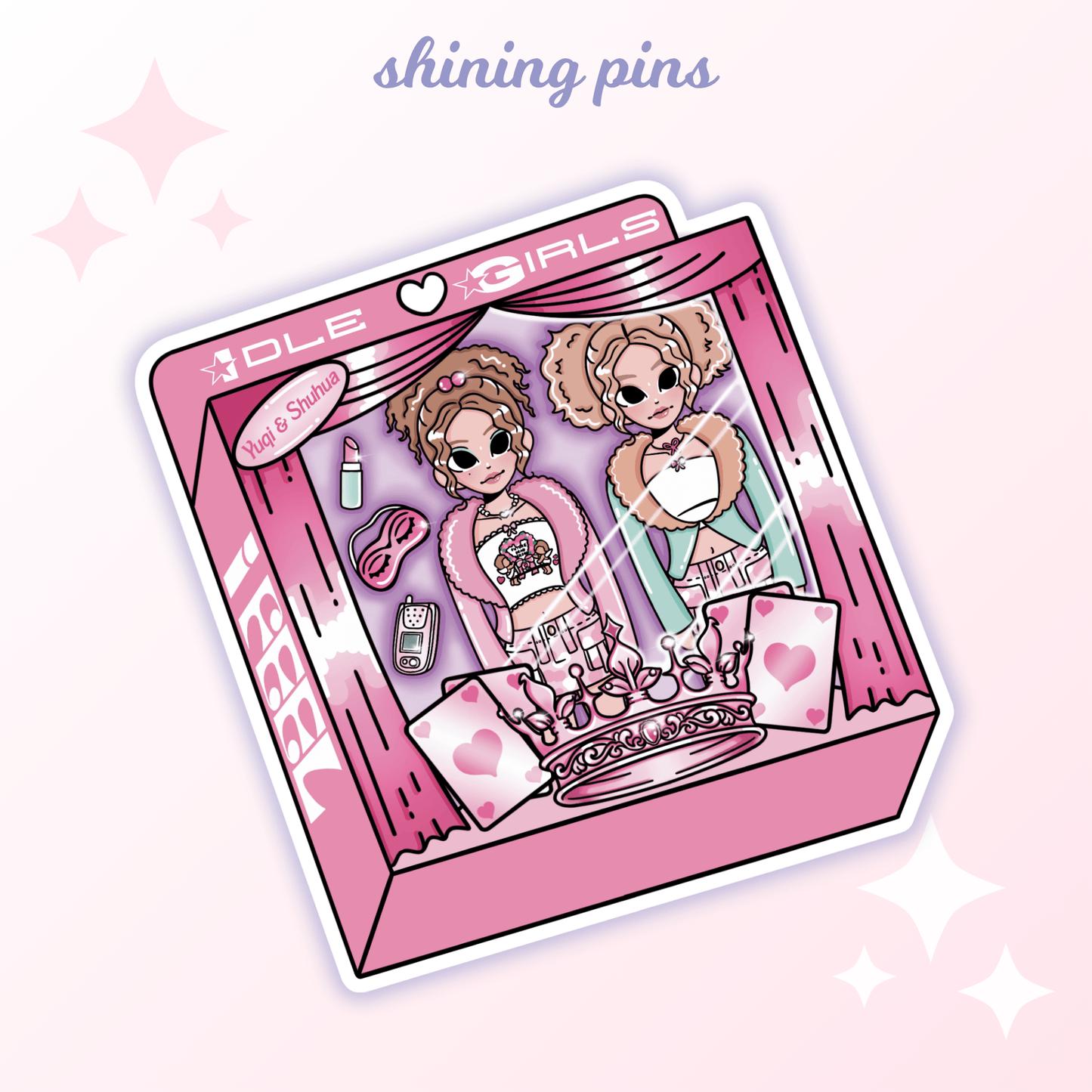 Yuqi & Shuhua Doll 'Queen Card' Sticker Stickers and Stationary G I-DLE, shop new in, stickers & stationary Shining Pins