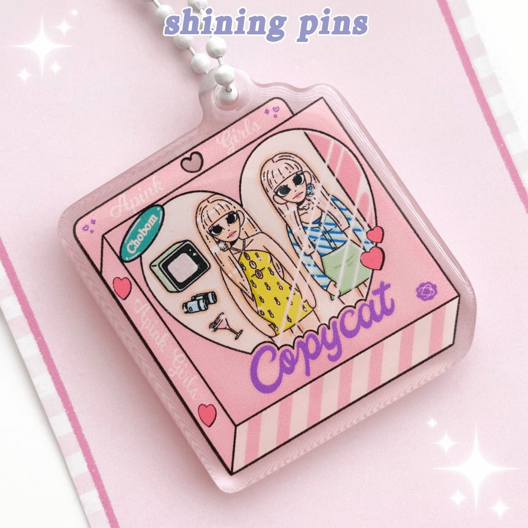 CHOBOM Doll 'CopyCat' Keychain Acrylic Keychain acrylic keychains & pins, apink Shining Pins