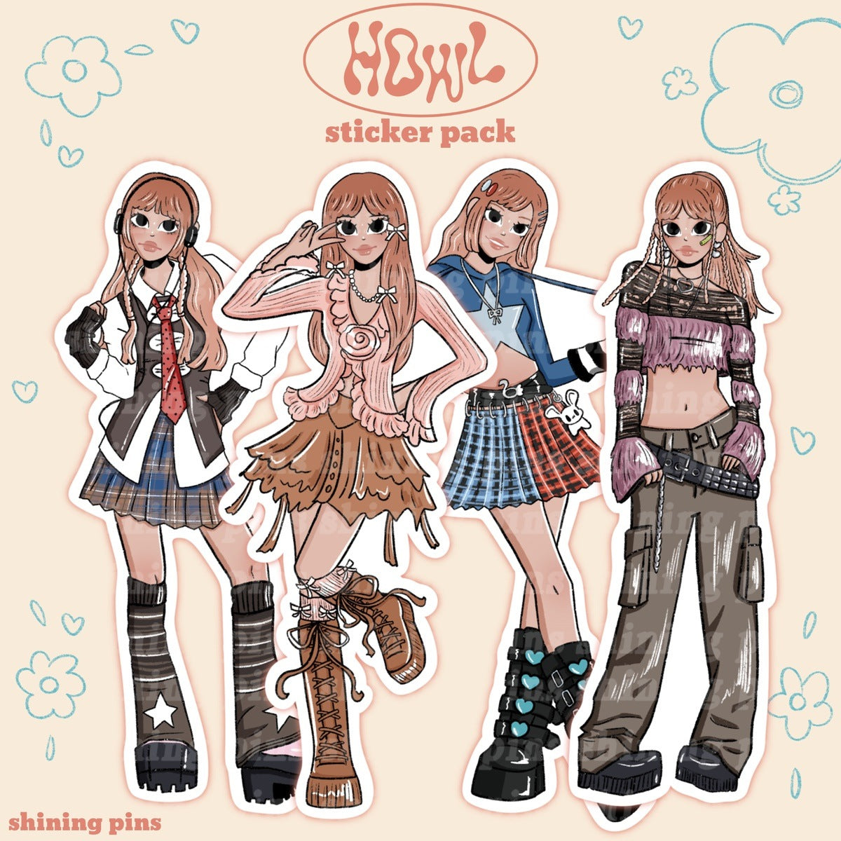 CHUU 'Howl' Sticker Pack Stickers and Stationary loona, stickers & stationary Shining Pins