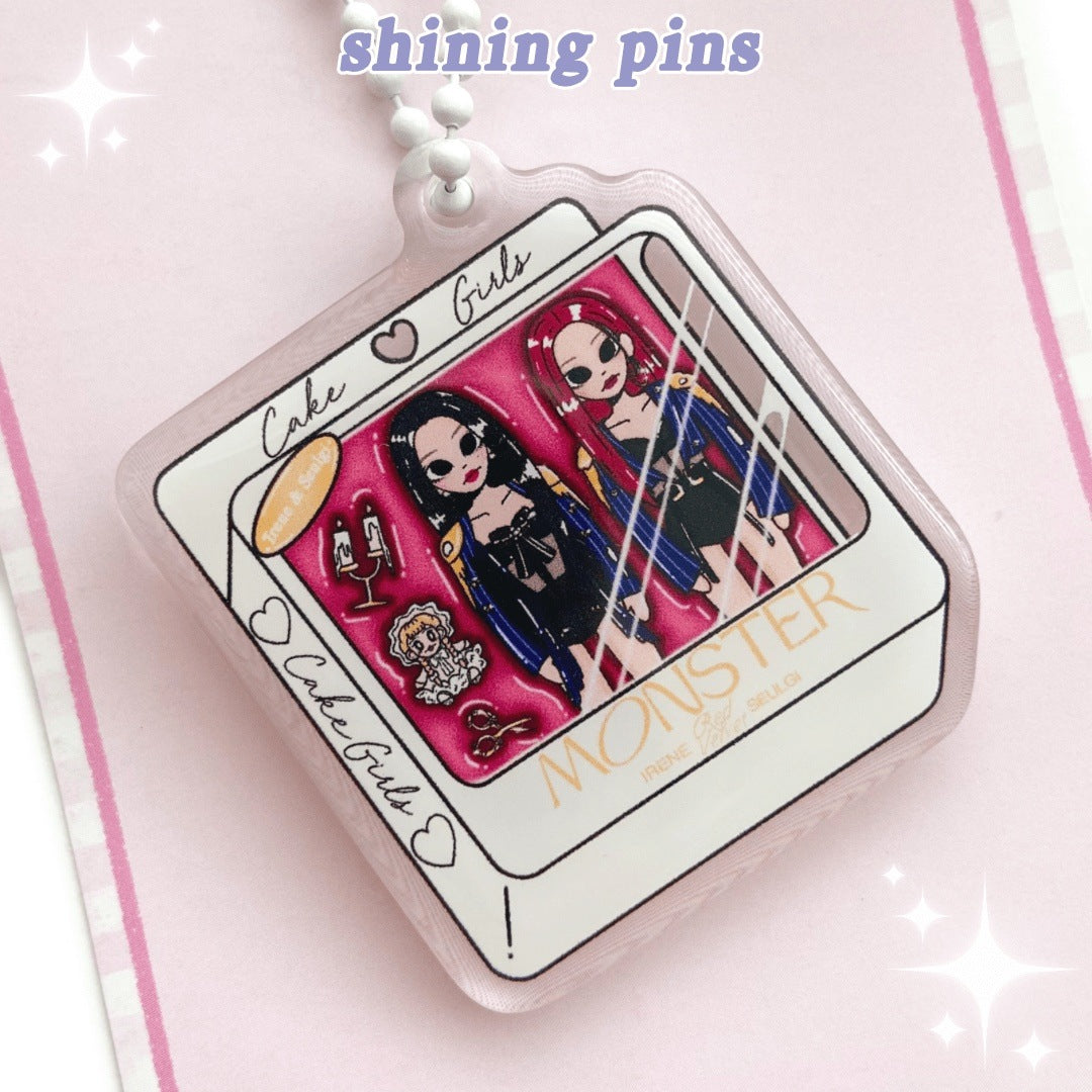 Irene & Seulgi Doll 'Monster' Keychain Acrylic Keychain acrylic keychains & pins, red velvet Shining Pins