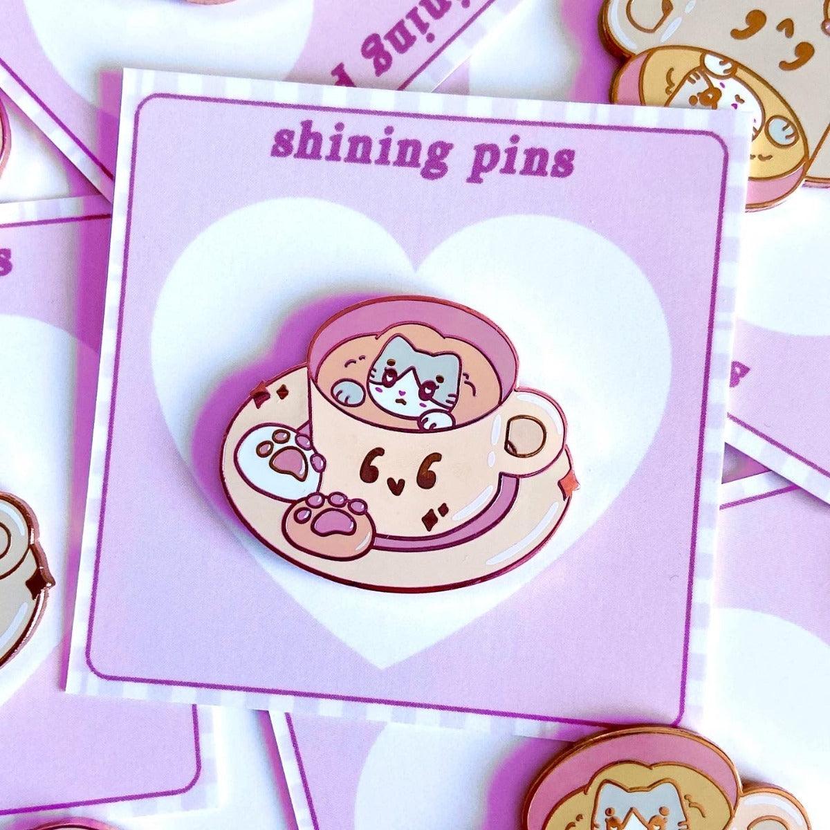 'Kkoongie's Cat Cafe' Enamel Pins Enamel Pins enamel pin, kkoongie and friends Shining Pins