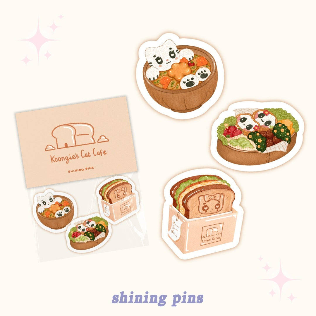 'Kkoongie's Cat Cafe' Sticker Pack Enamel Pins kkoongie and friends, stickers & stationary Shining Pins