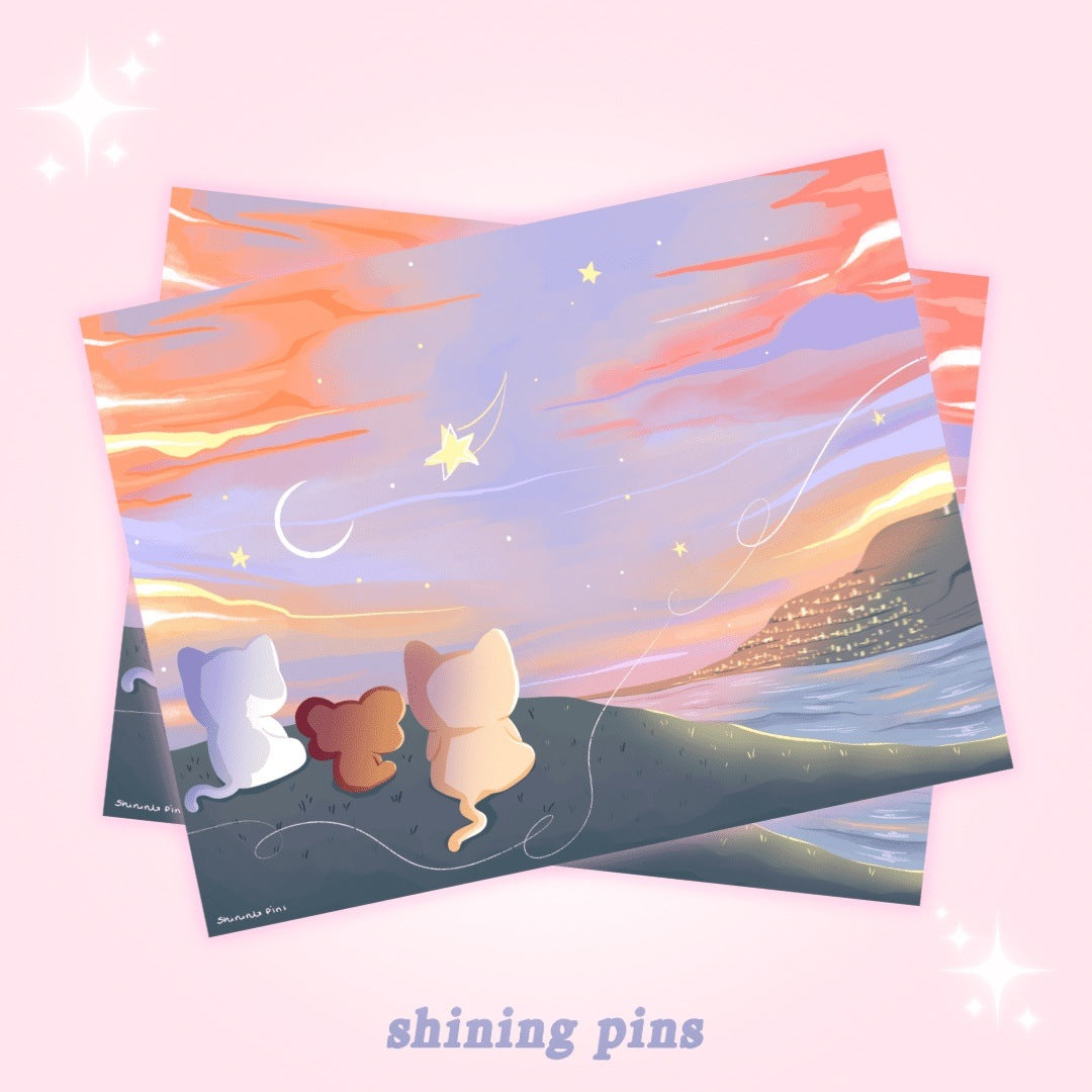 'Magical Moonlight' Kkoongie & Friends Print Art print art prints, kkoongie and friends Shining Pins