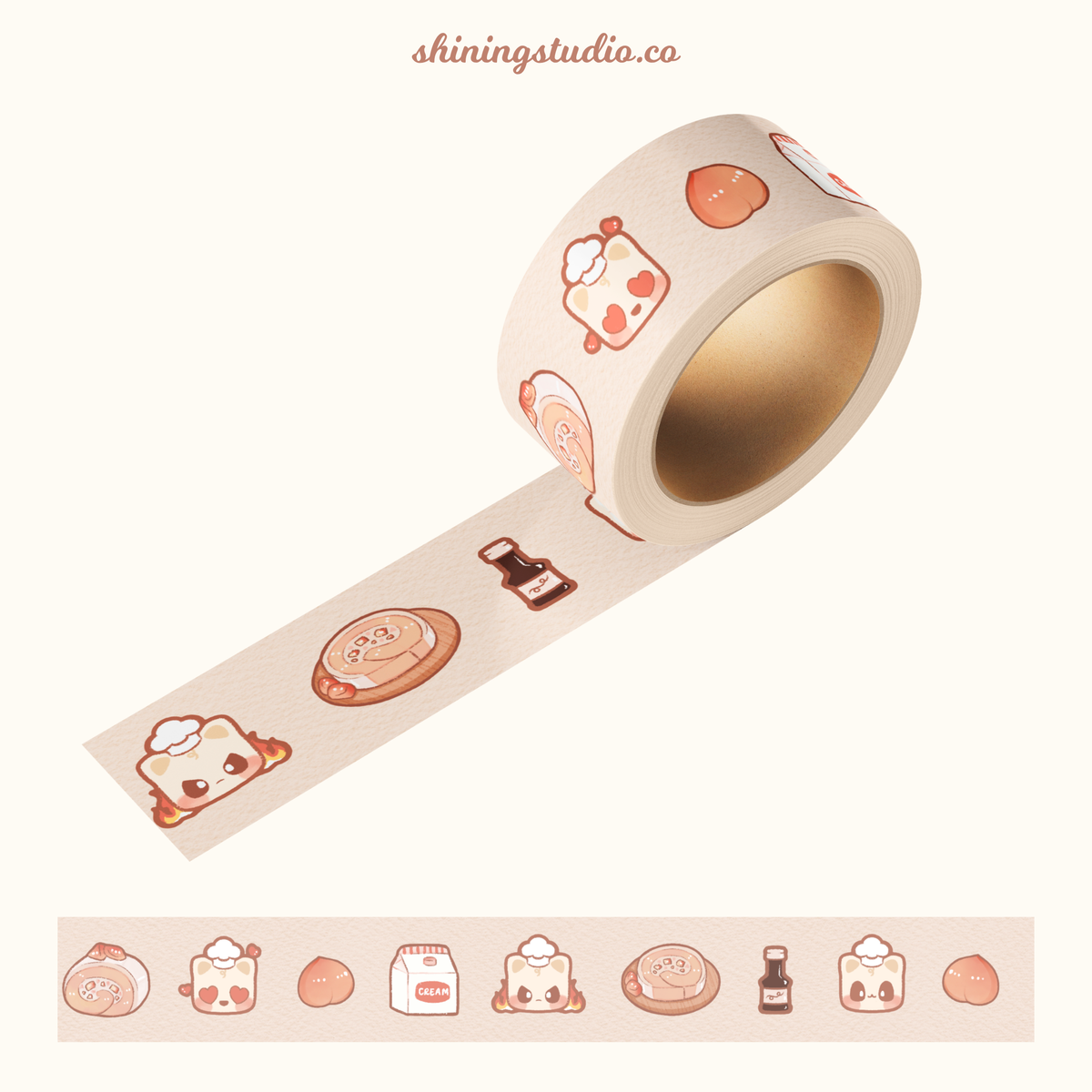 'Peach Swiss Roll' Soybean Washi Tape
