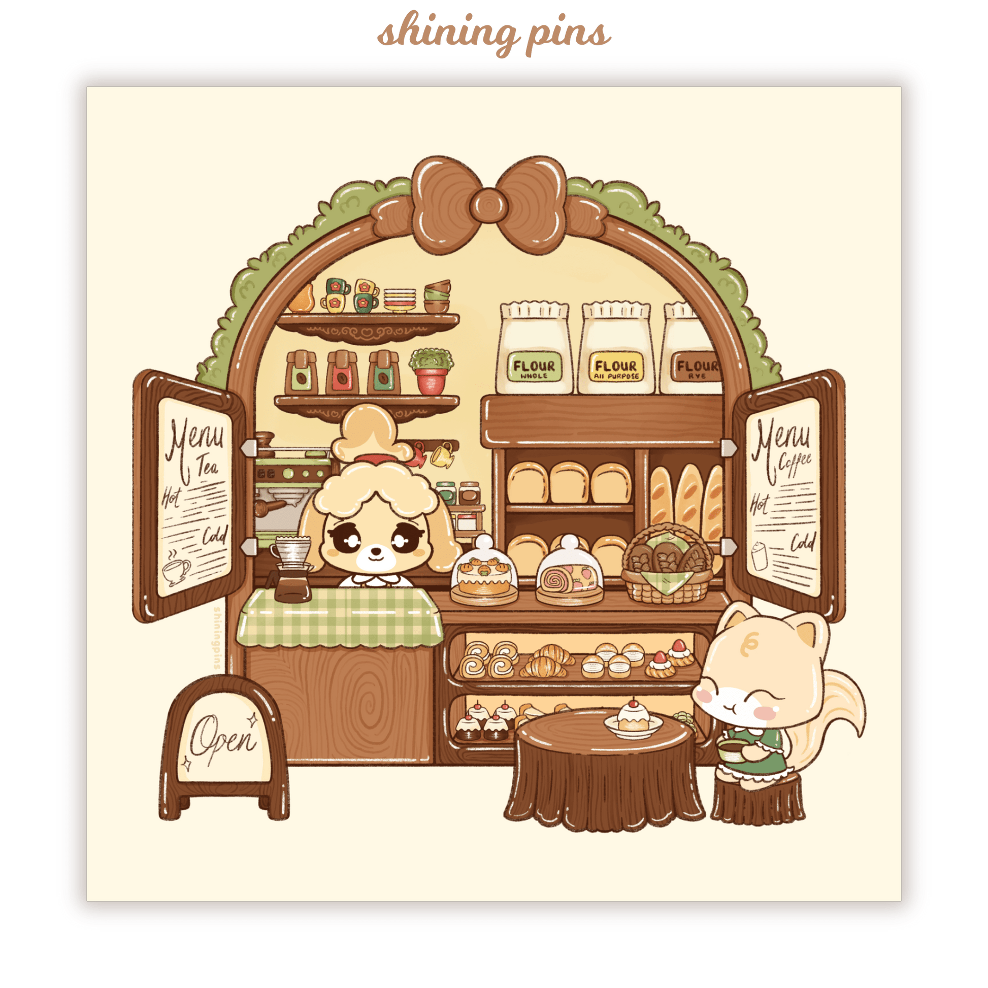 Animal Crossing 'Isabelle's Cafe' Print Art print animal crossing, art prints, shop new in Shining Pins