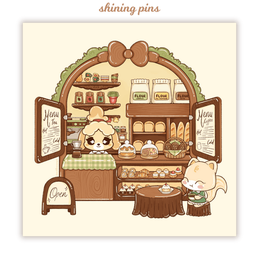 Animal Crossing 'Isabelle's Cafe' Print Art print animal crossing, art prints, shop new in Shining Pins