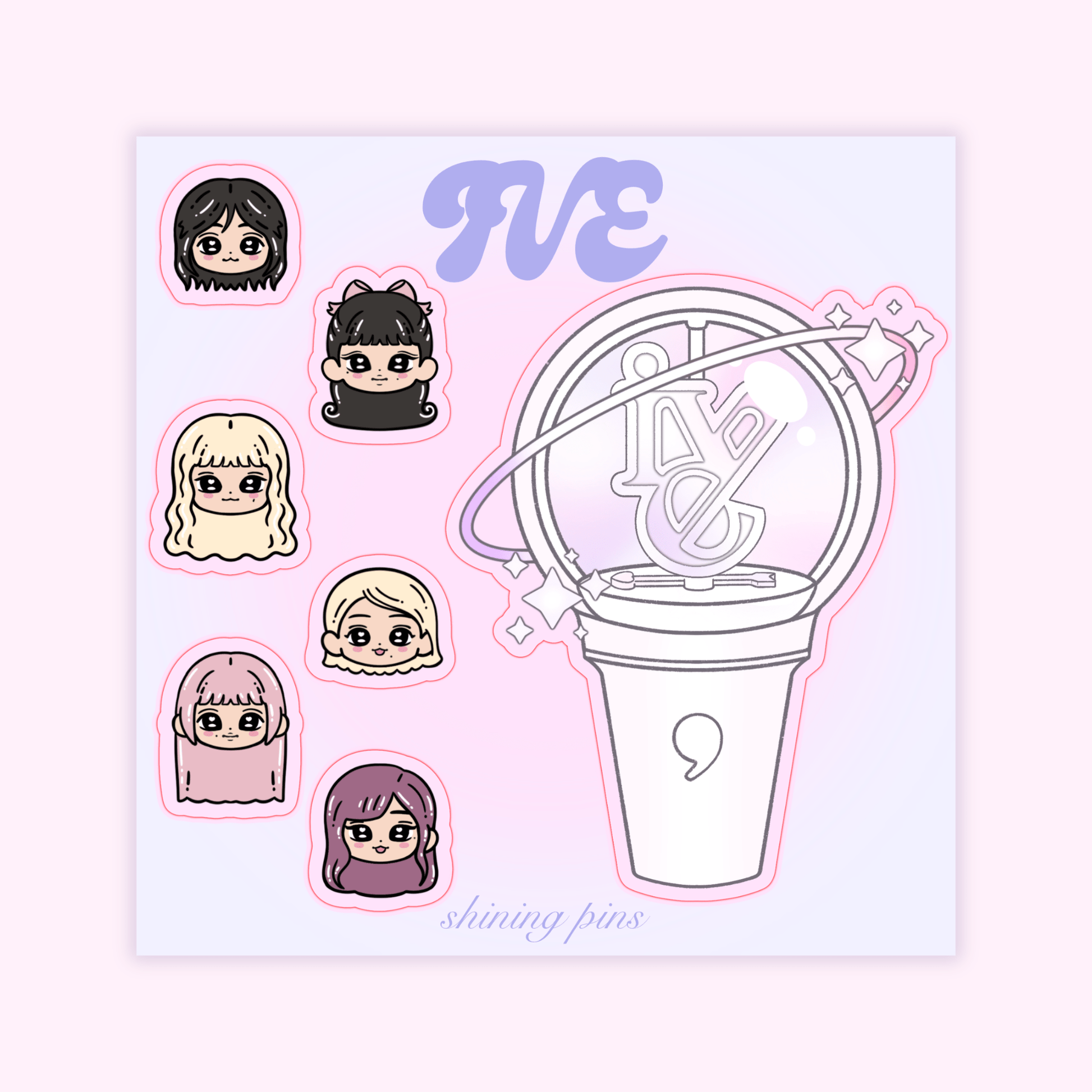 IVE Lightstick Sticker Sheet Stickers and Stationary ive, shop new in, stickers & stationary Shining Pins