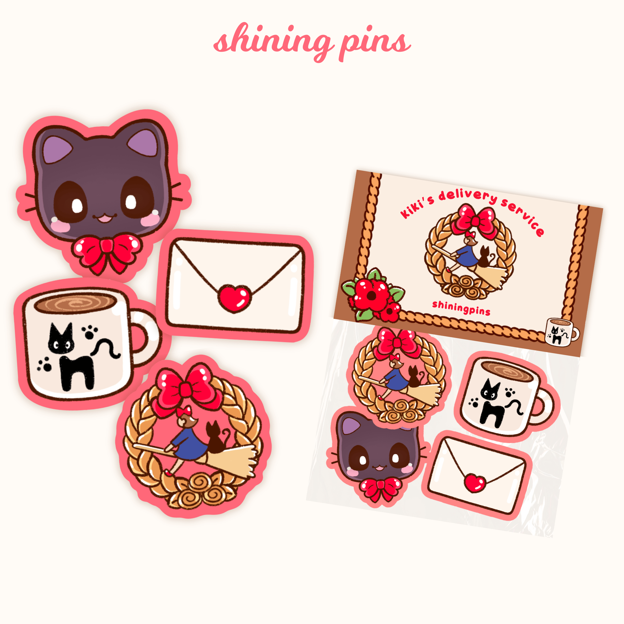 'Kiki's Delivery Service' Sticker Pack Art print anime, ghibli, shop new in, stickers & stationary Shining Pins