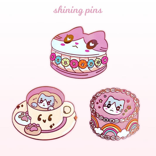 'Kkoongie's Cat Cafe' Enamel Pins Enamel Pins enamel pin, kkoongie and friends Shining Pins
