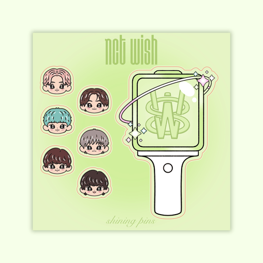 NCT Wish Lightstick Sticker Sheet Stickers and Stationary nct, nct wish, shop new in, stickers & stationary Shining Pins