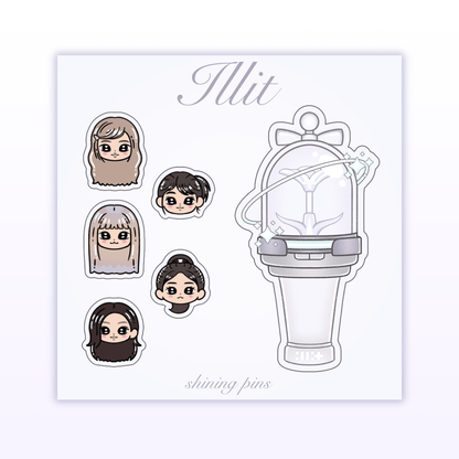 NEW Lightstick Sticker Sheets Acrylic Keychain ateez, boynextdoor, exo, ILLIT, itzy, nmixx, seventeen, shop new in, stayc, stickers & stationary Shining Pins