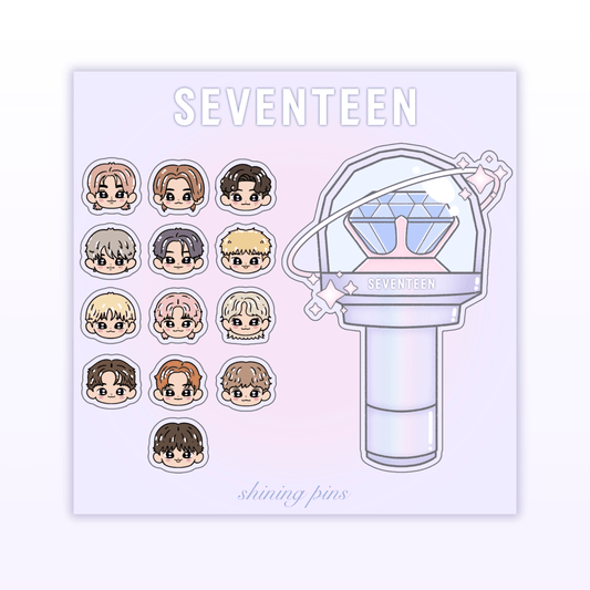NEW Lightstick Sticker Sheets Acrylic Keychain ateez, boynextdoor, exo, ILLIT, itzy, nmixx, seventeen, shop new in, stayc, stickers & stationary Shining Pins