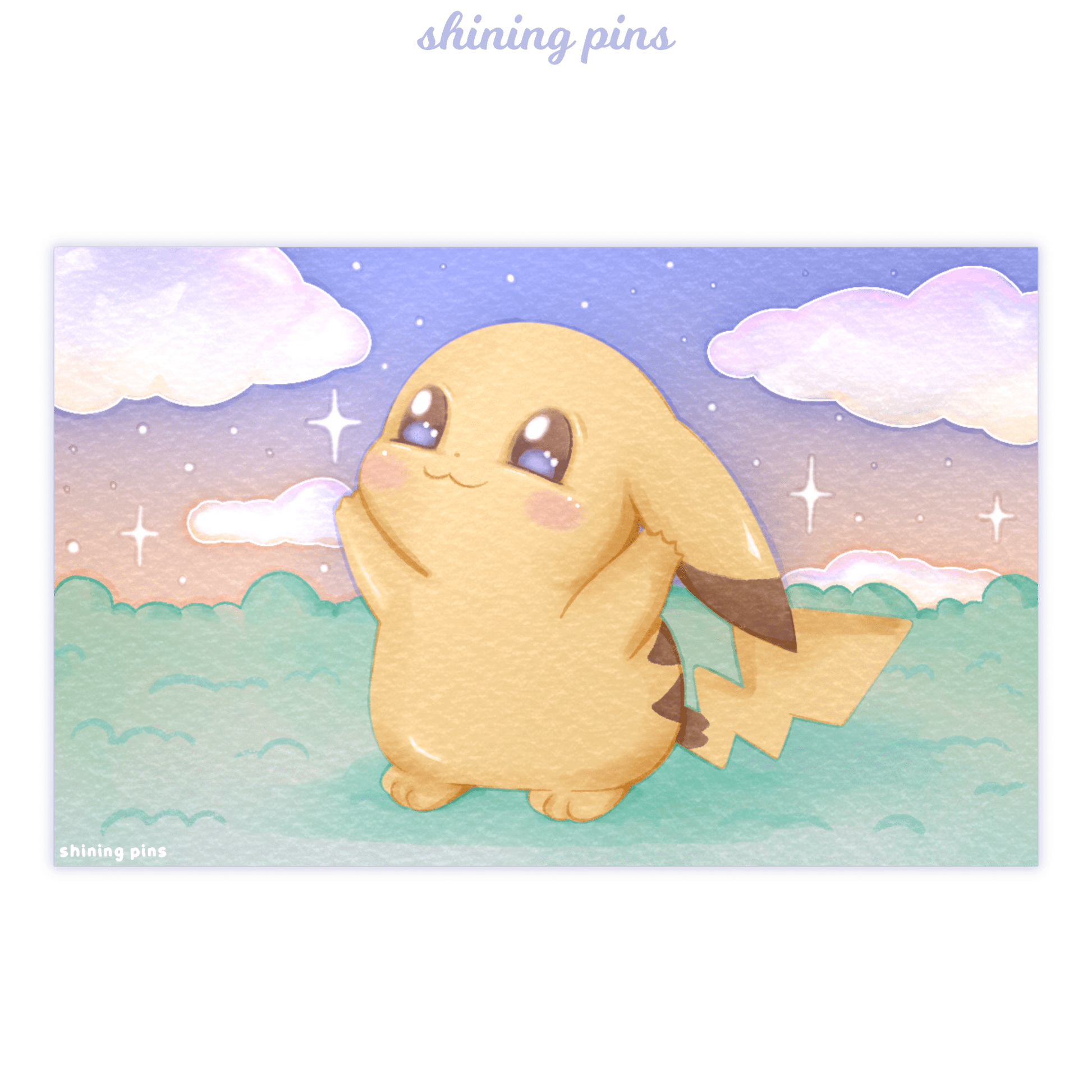 Pikachu Watercolour Print Art print anime, art prints, shop new in Shining Pins