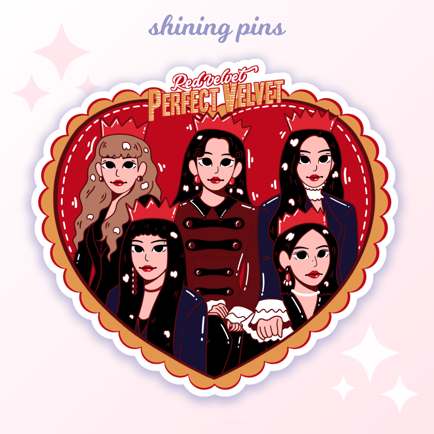 Red Velvet Heart Stickers Stickers and Stationary red velvet, stickers & stationary Shining Pins