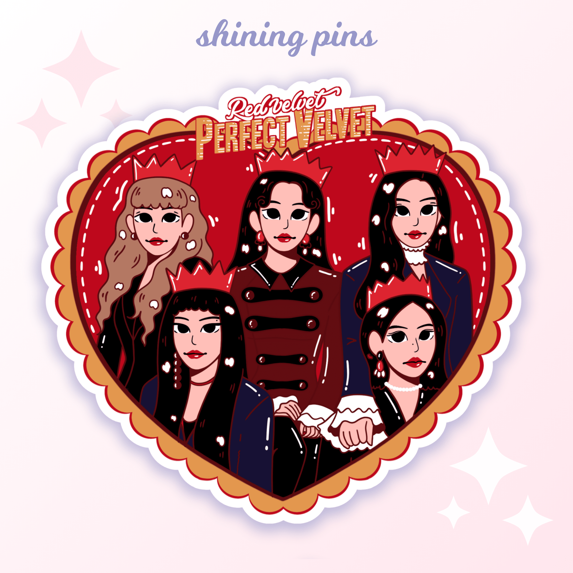 Red Velvet Heart Stickers Stickers and Stationary red velvet, stickers & stationary Shining Pins