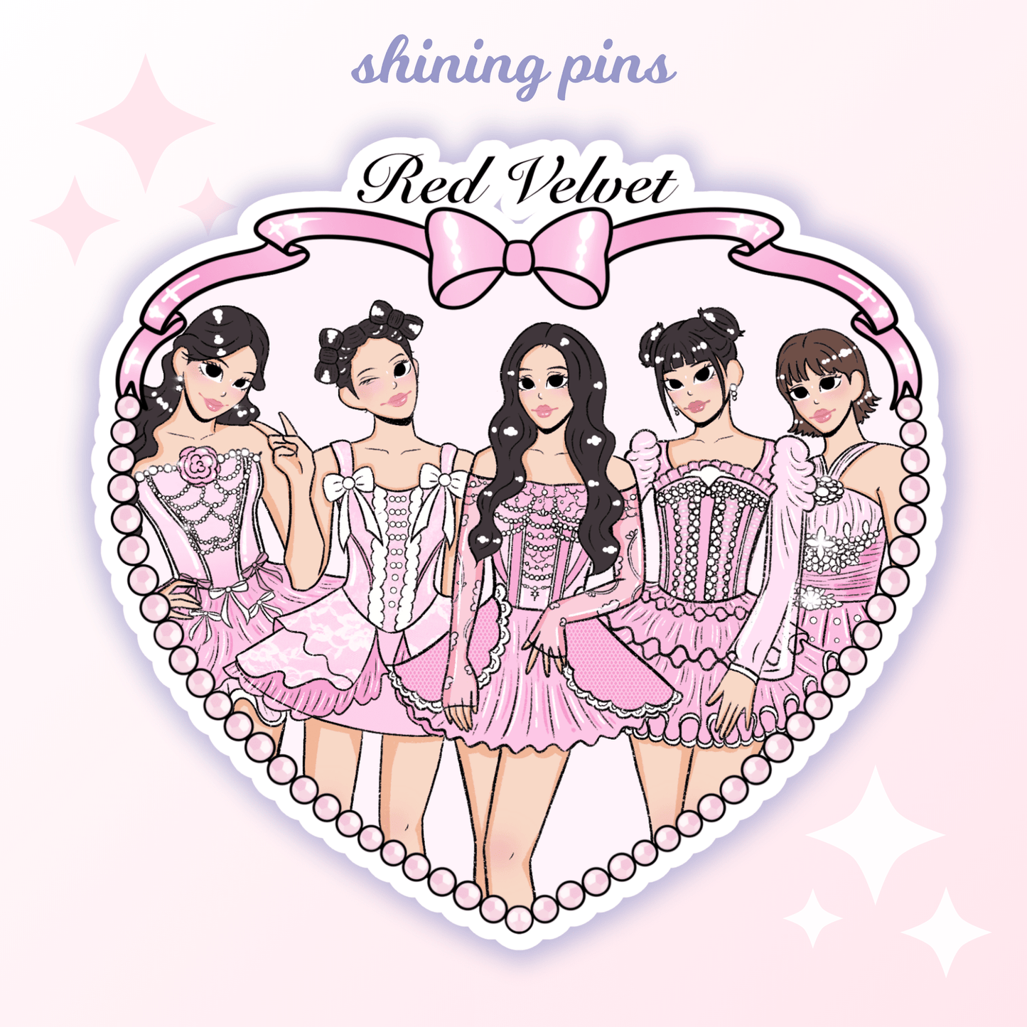 Red Velvet Heart Stickers Stickers and Stationary red velvet, stickers & stationary Shining Pins