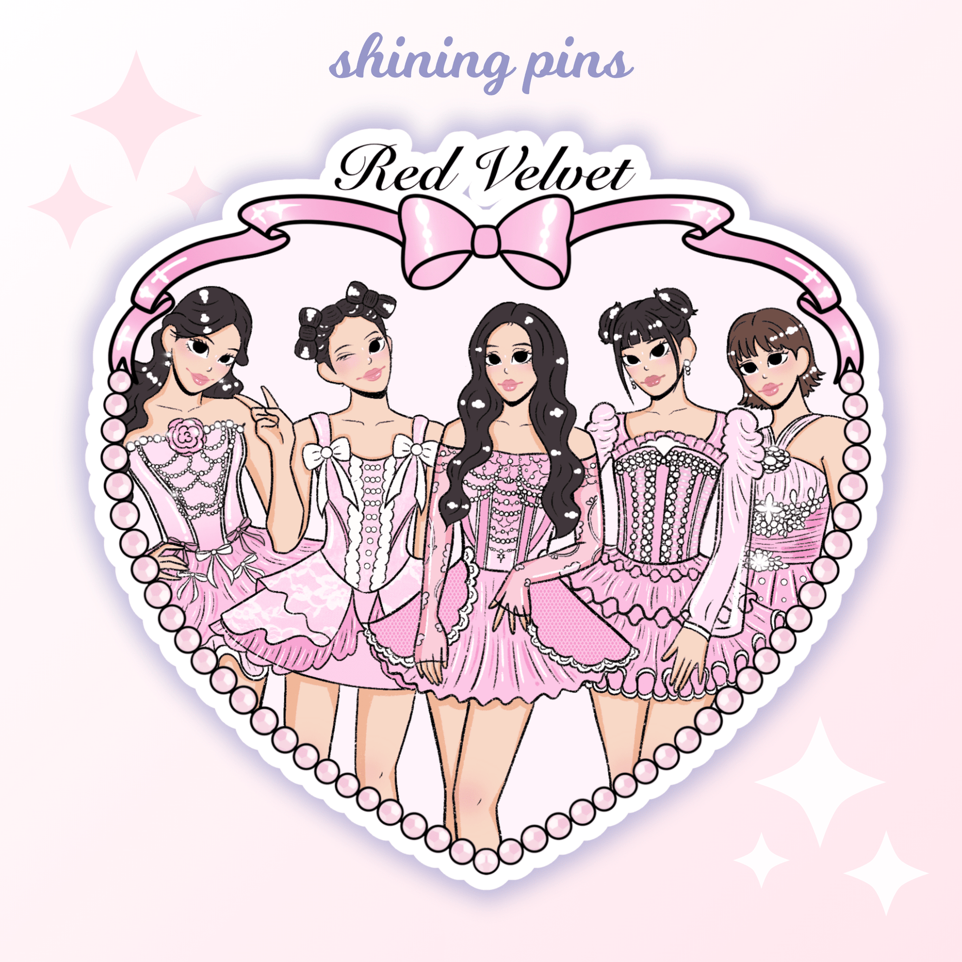 Red Velvet Heart Stickers Stickers and Stationary red velvet, stickers & stationary Shining Pins