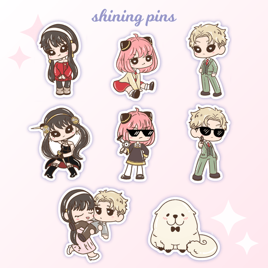 'Spy x Family' Stickers anime, shop new in, stickers & stationary Shining Pins