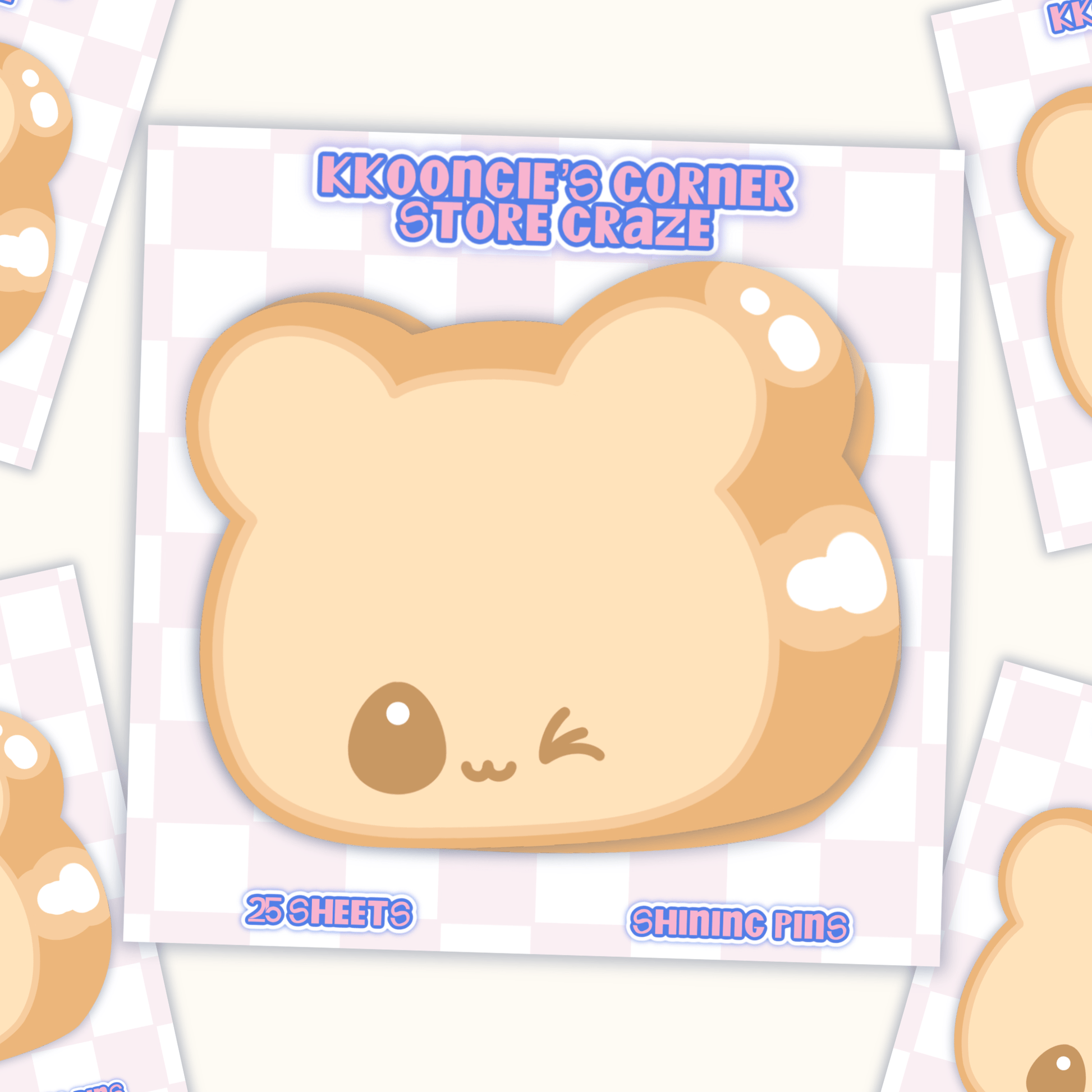'Sweet Bread' Kkoongie Notepad Stickers and Stationary kkoongie and friends, shop new in, stationary Shining Pins