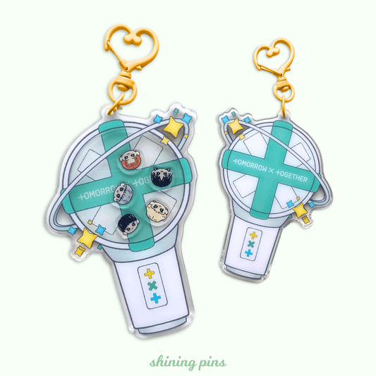 TXT Lightstick Shaker Keychain Acrylic Keychain acrylic keychains & pins, preorder, tomorrow x together Shining Pins