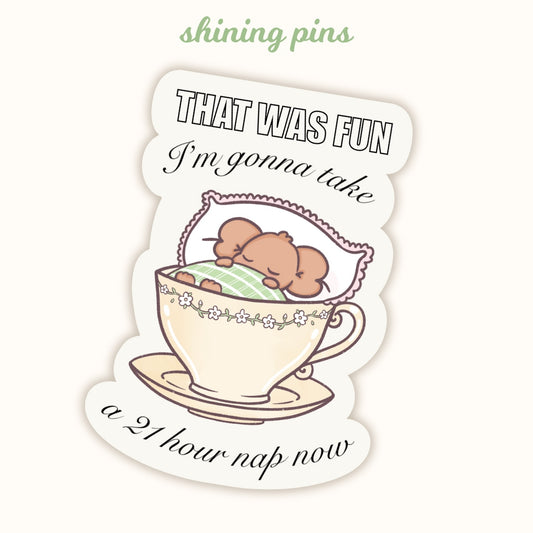 'That Was Fun' Baby Cheese Sticker Art print kkoongie and friends, stickers & stationary Shining Pins