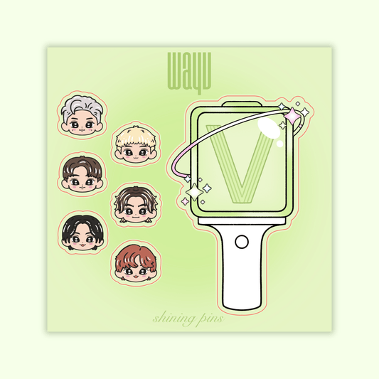 WayV Lightstick Sticker Sheet Stickers and Stationary nct, shop new in, stickers & stationary, wayv Shining Pins