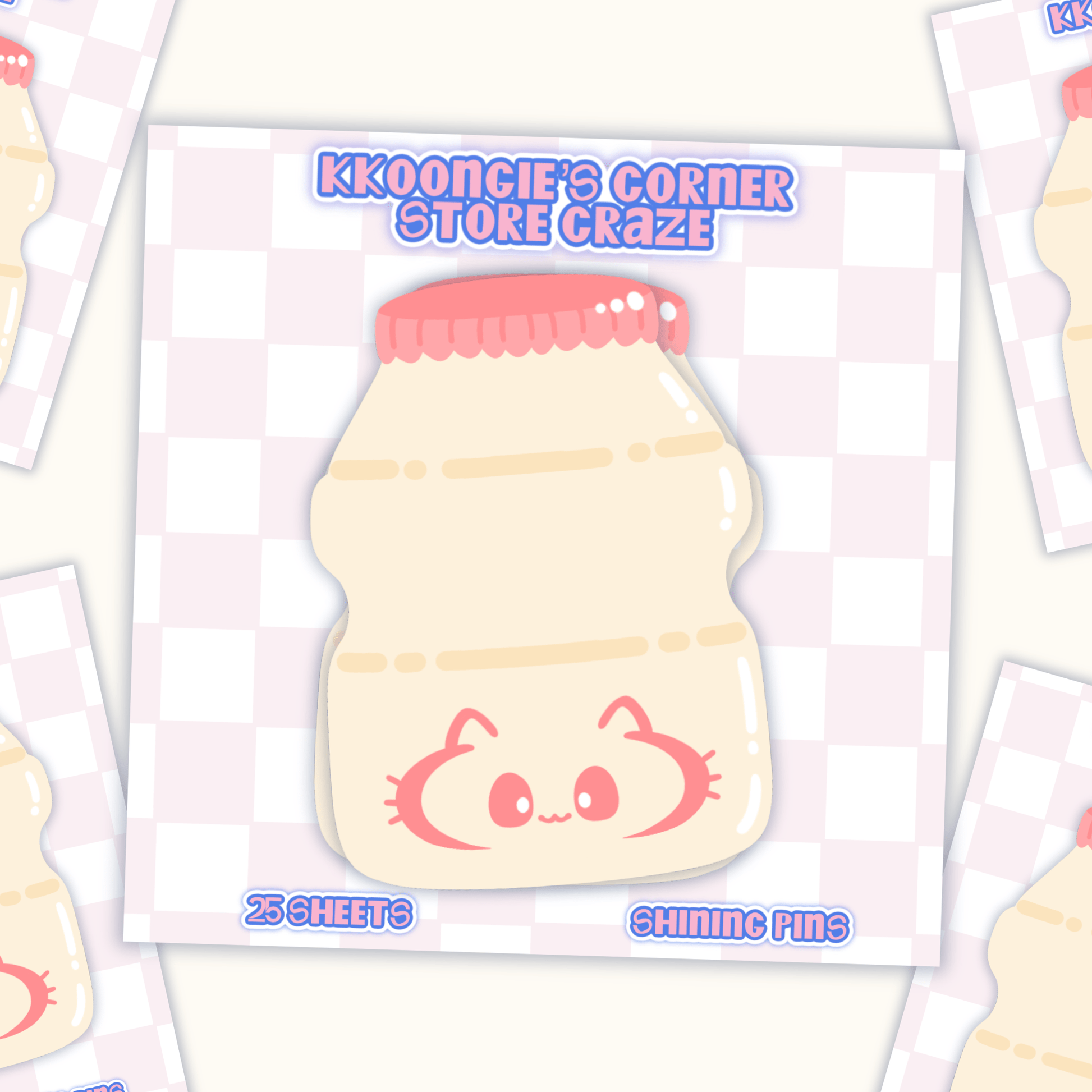 'Yakult' Kkoongie Notepad Stickers and Stationary kkoongie and friends, shop new in, stationary Shining Pins
