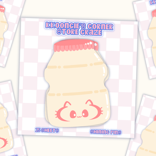 'Yakult' Kkoongie Notepad Stickers and Stationary kkoongie and friends, shop new in, stationary Shining Pins