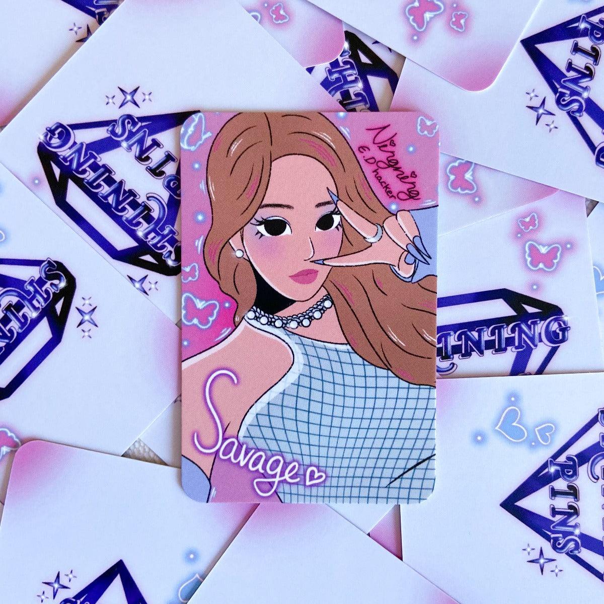 Aespa 'Savage' Sticker Sheet & Photocard Set Stickers and Stationary aespa, low stock, Photocards & Toploaders, stickers & stationary Shining Pins